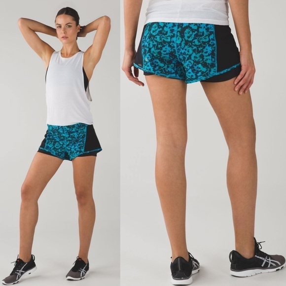 Lululemon Meshed Up Lined Running Shorts Floral Yoga 2